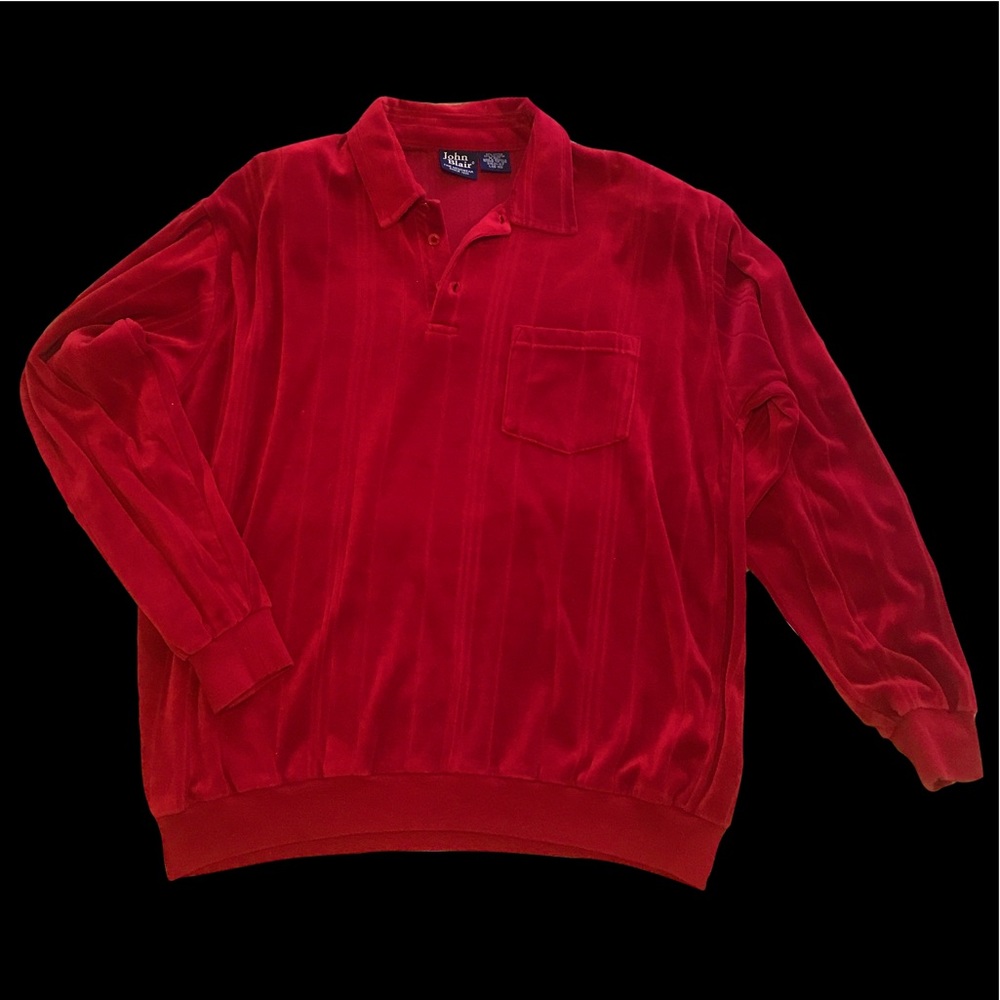 Red Vintage John Blair velour shirt ❣️